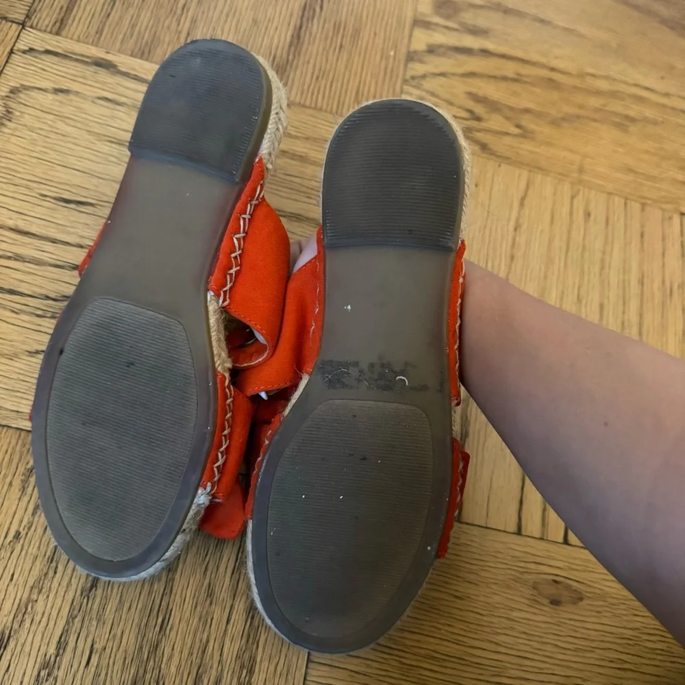 Coconuts by Matisse Sandals with Bright Orange-Red Suede Bows/Knots
